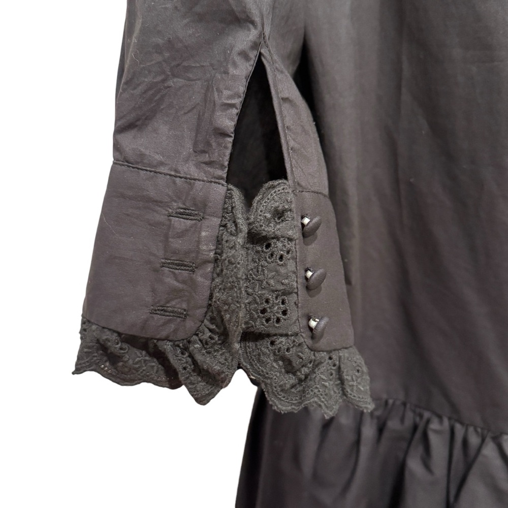 Hunter Bell Carter Mini Dress Lace Cotton Poplin Preppy Dark Academia Black Sz S - Picture 13 of 15